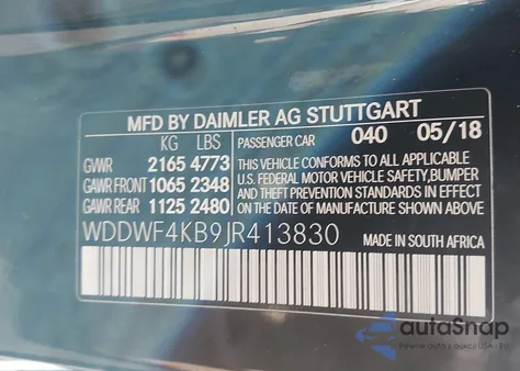 2018 Mercedes-Benz C 300 4Matic from USA, damaged, VIN WDDWF4KB9JR413830